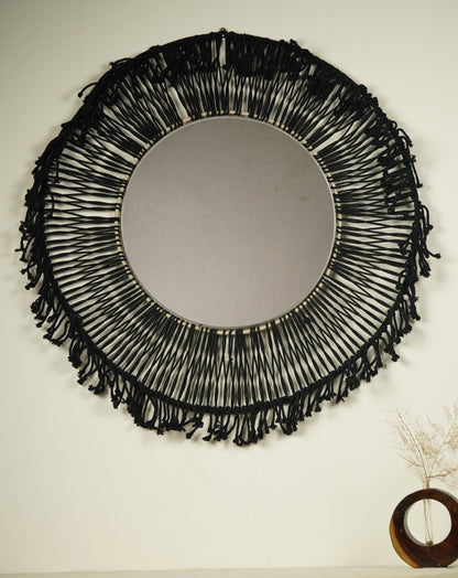 Black Gypsy Hanging Fringed Mirror