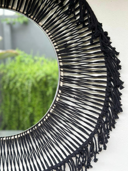 Black Gypsy Hanging Fringed Mirror