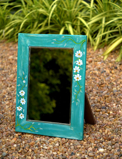 Blue bloom turqoise cheval mirror