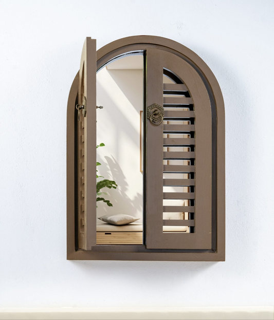 The Shuttered Windows Teak Wood Mirror