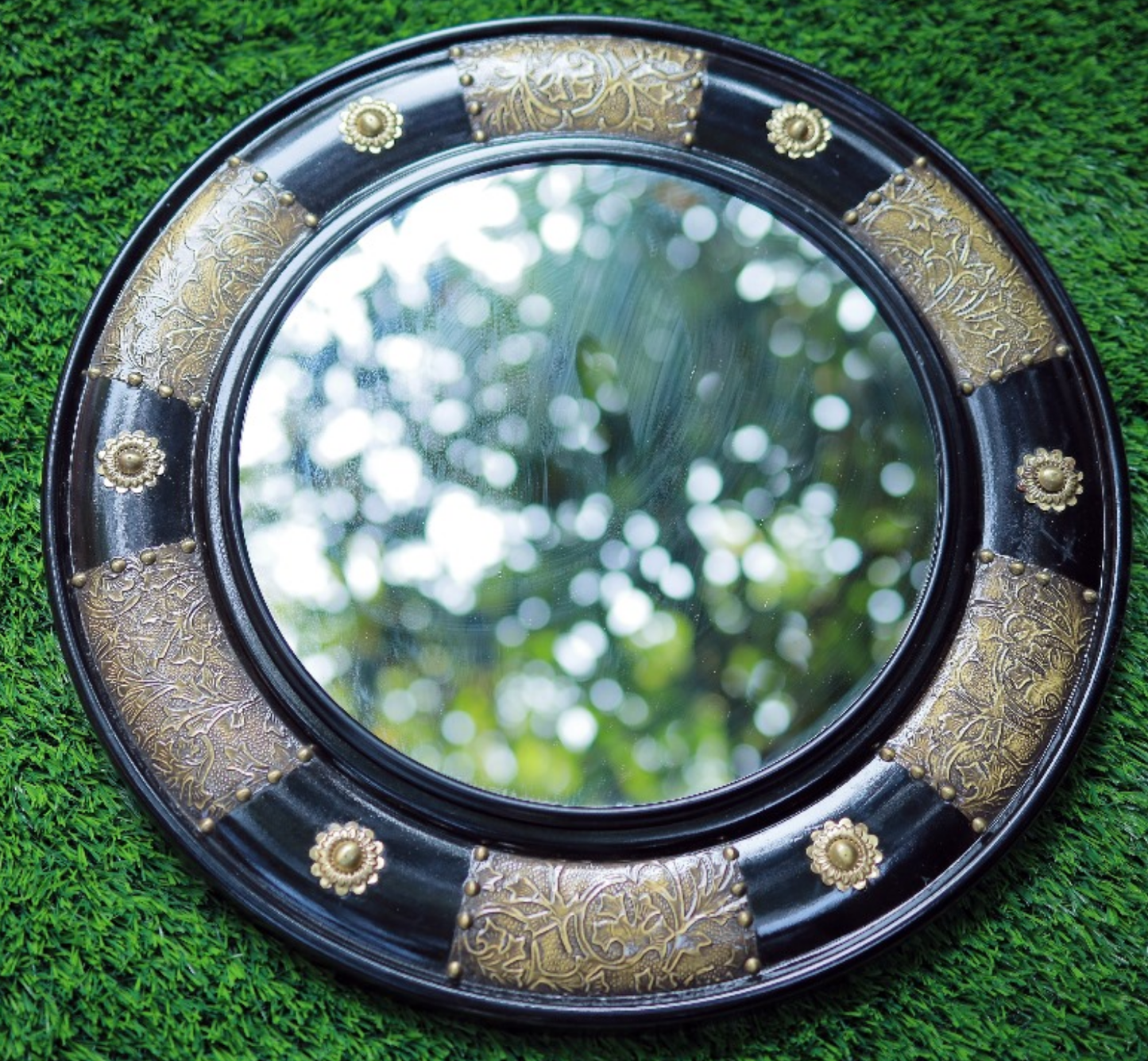 The Brocado Brass Mirror