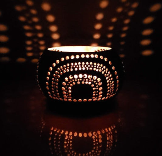 COCOLUMINARIA 4(TEA LIGHT HOLDER WITH GHEE TEA LIGHT CANDLE)