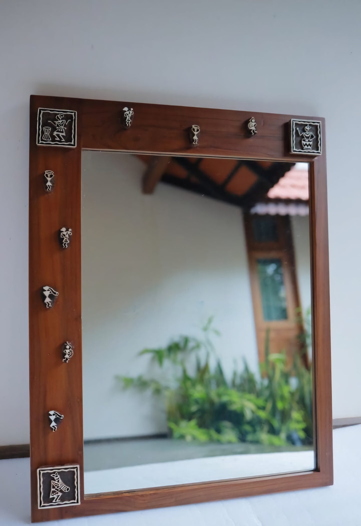 Warli Art Teak Mirror