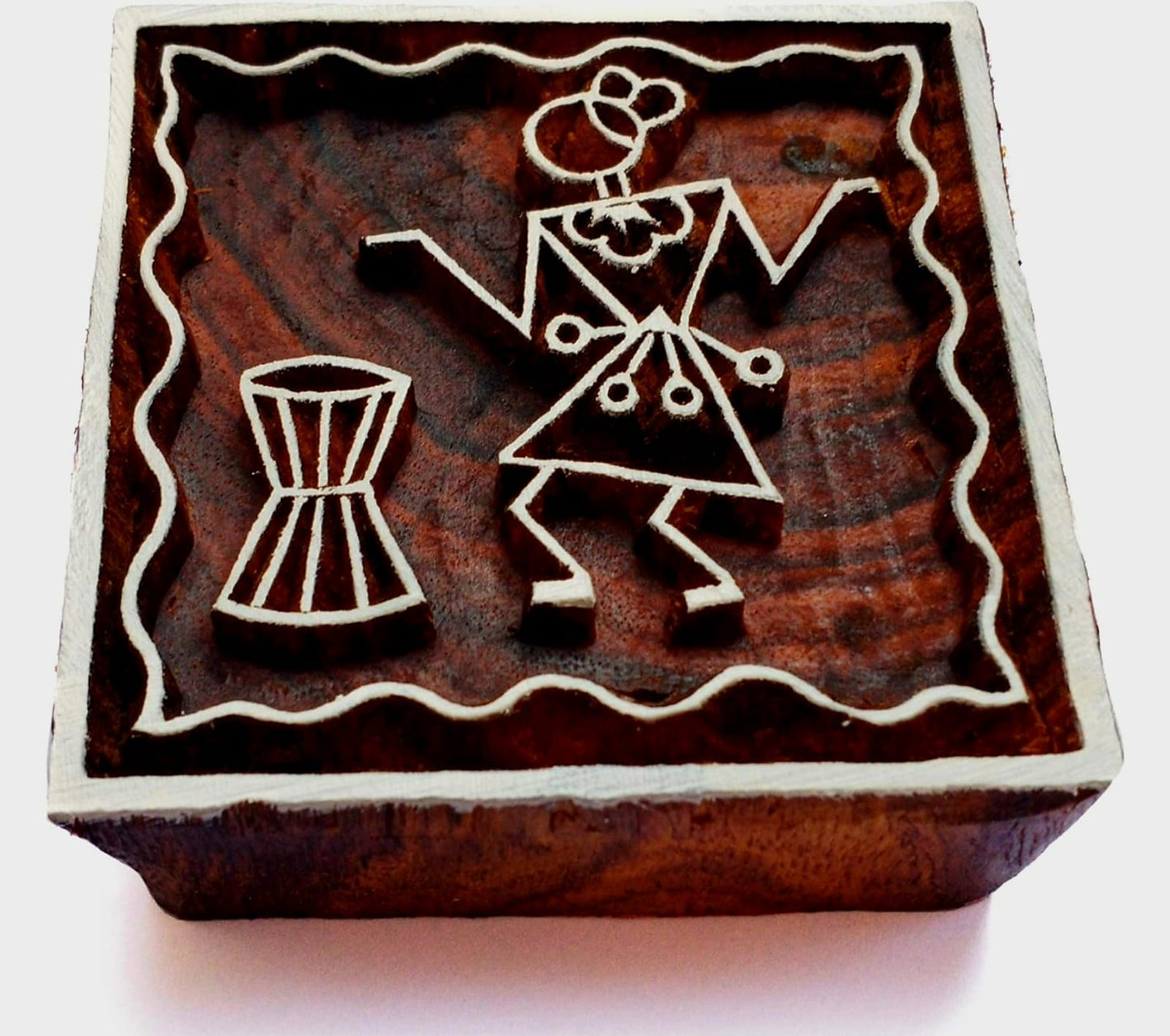 Warli Art Teak Mirror