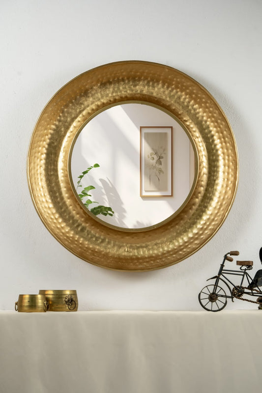 Hammered Golden Thava Wall  Mirror