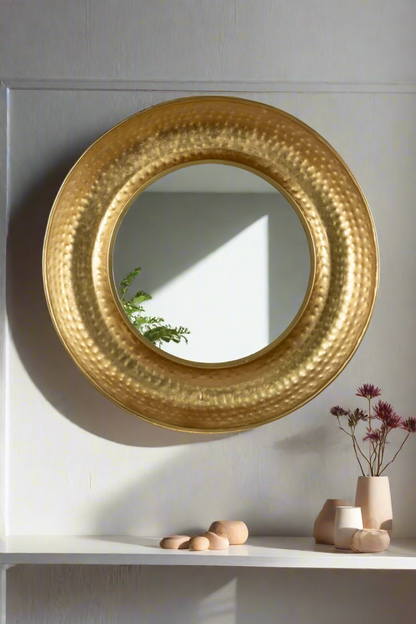 Hammered Golden Thava Wall  Mirror